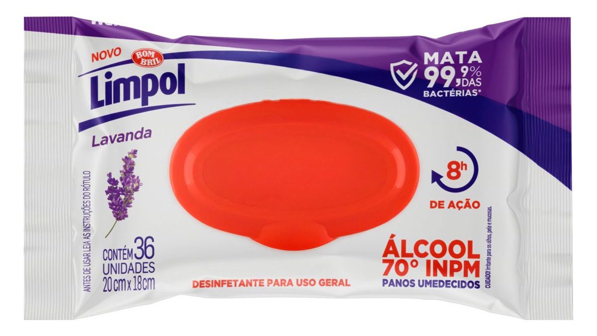 Limpol lança pano umedecido com álcool 70%