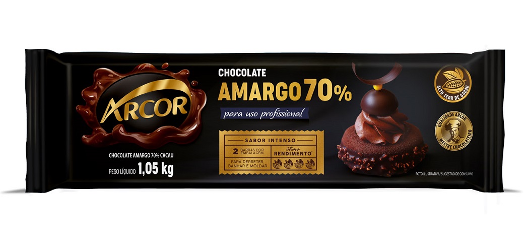 Arcor amplia linha Profissional com barra de Chocolate Amargo 70% Cacau