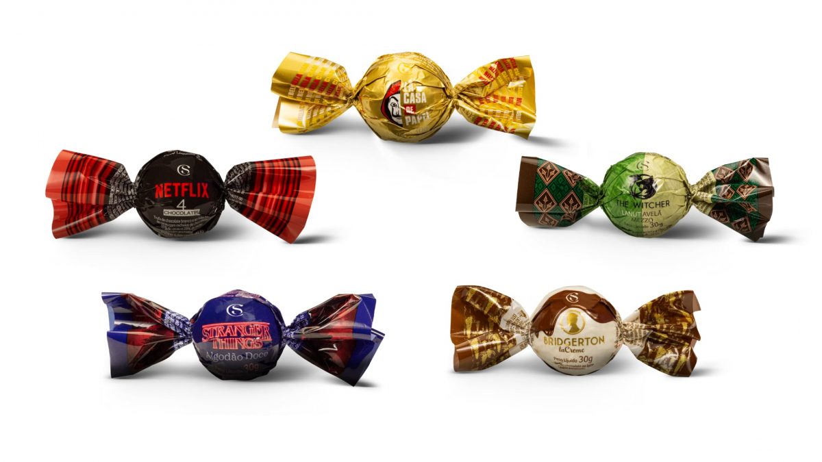 Embalagens de trufas da Cacau Show estampam séries da Netflix