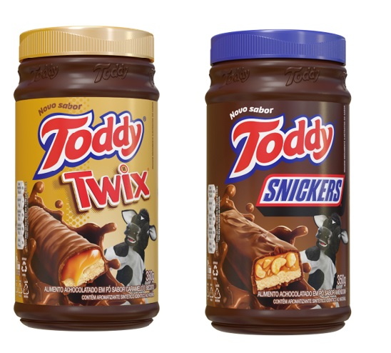 Toddy lança edições limitadas de achocolatado nos sabores Twix ev Snickers