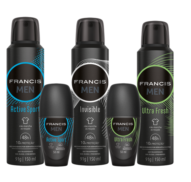 Desodorantes Francis Men ganham nova embalagem