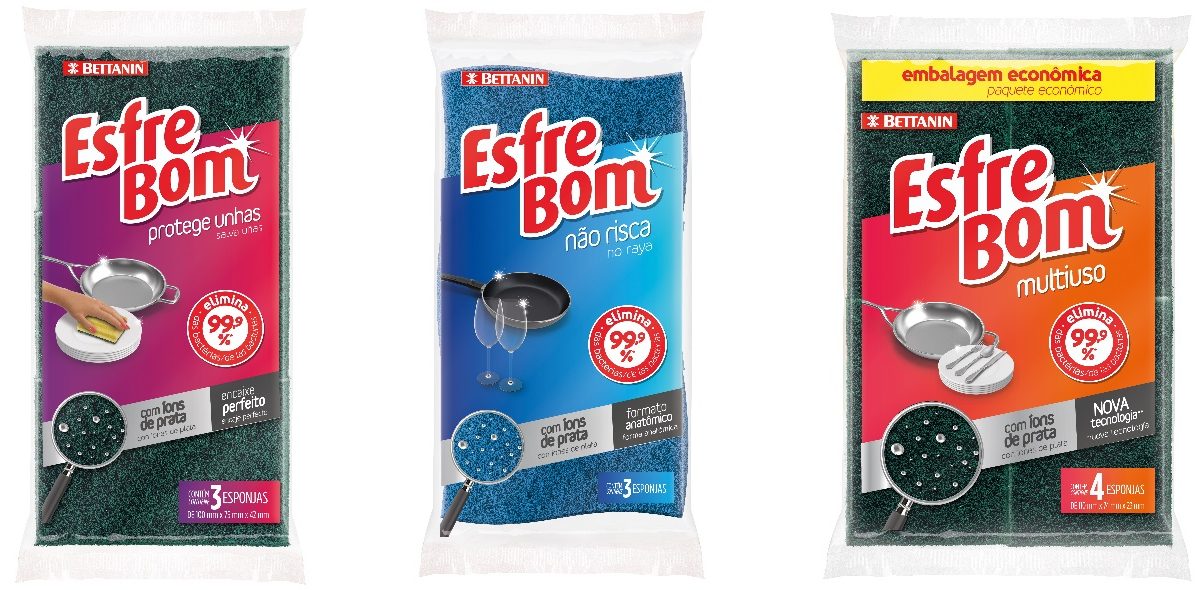 Embalagens de esponjas EsfreBom ganham design mais moderno