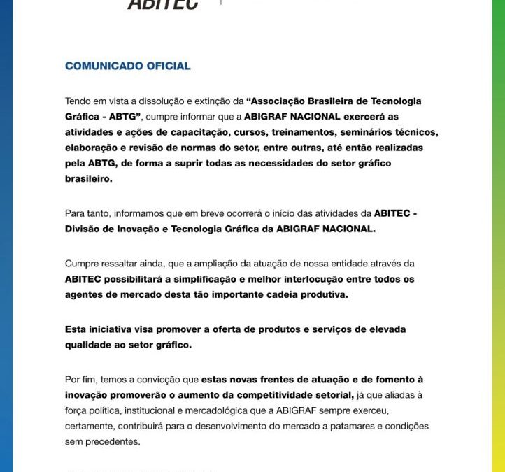 Abigraf assume funções da ABTG