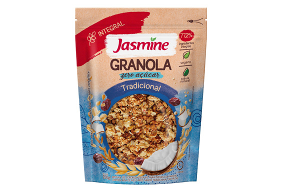 Jasmine leva granola para stand-up pouches